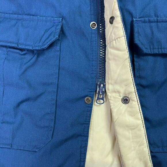 Woolrich Jacket Women Medium Blue Full Zip Pockets Chore Barn Coat Nylon 80s VTG - Picture 4 of 11